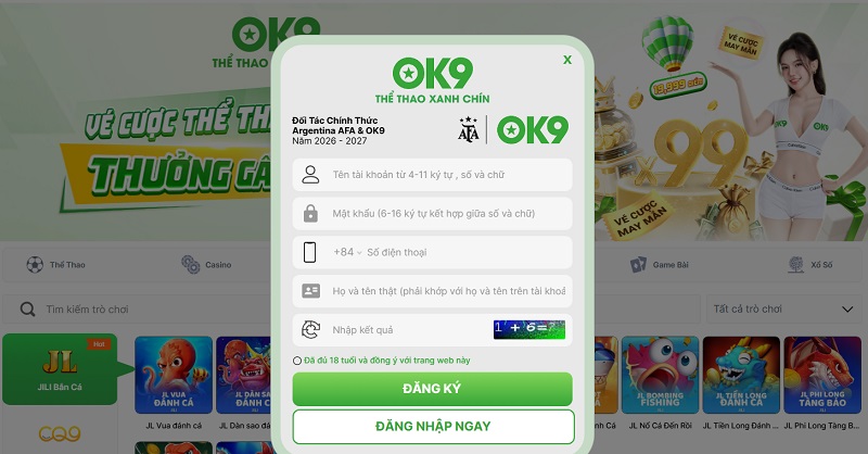 Hướng Dẫn Đăng Ký Tài Khoản OK9 Chơi Bắn Cá Nhanh Nhất