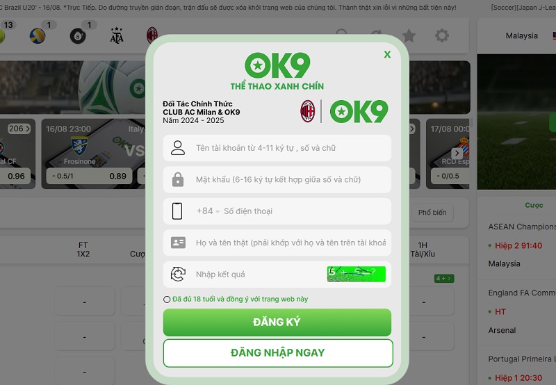 Thể Thao OK9 - Sảnh Cá Cược Soi Kèo Hấp Dẫn Nhất Hành Tinh 2 Hướng Dẫn Đăng Ký Và Tham Gia Sảnh Thể Thao OK9
